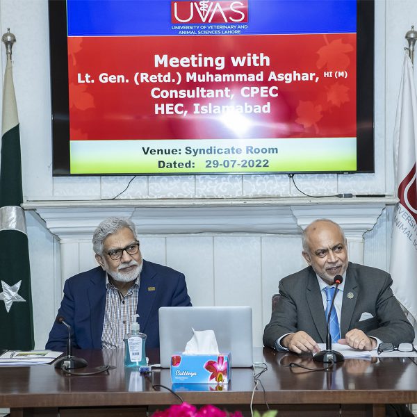 Lt Gen (Retd) Muhammad Asghar, HI (M) Consultant (CPEC-HEC) paid visit at UVAS