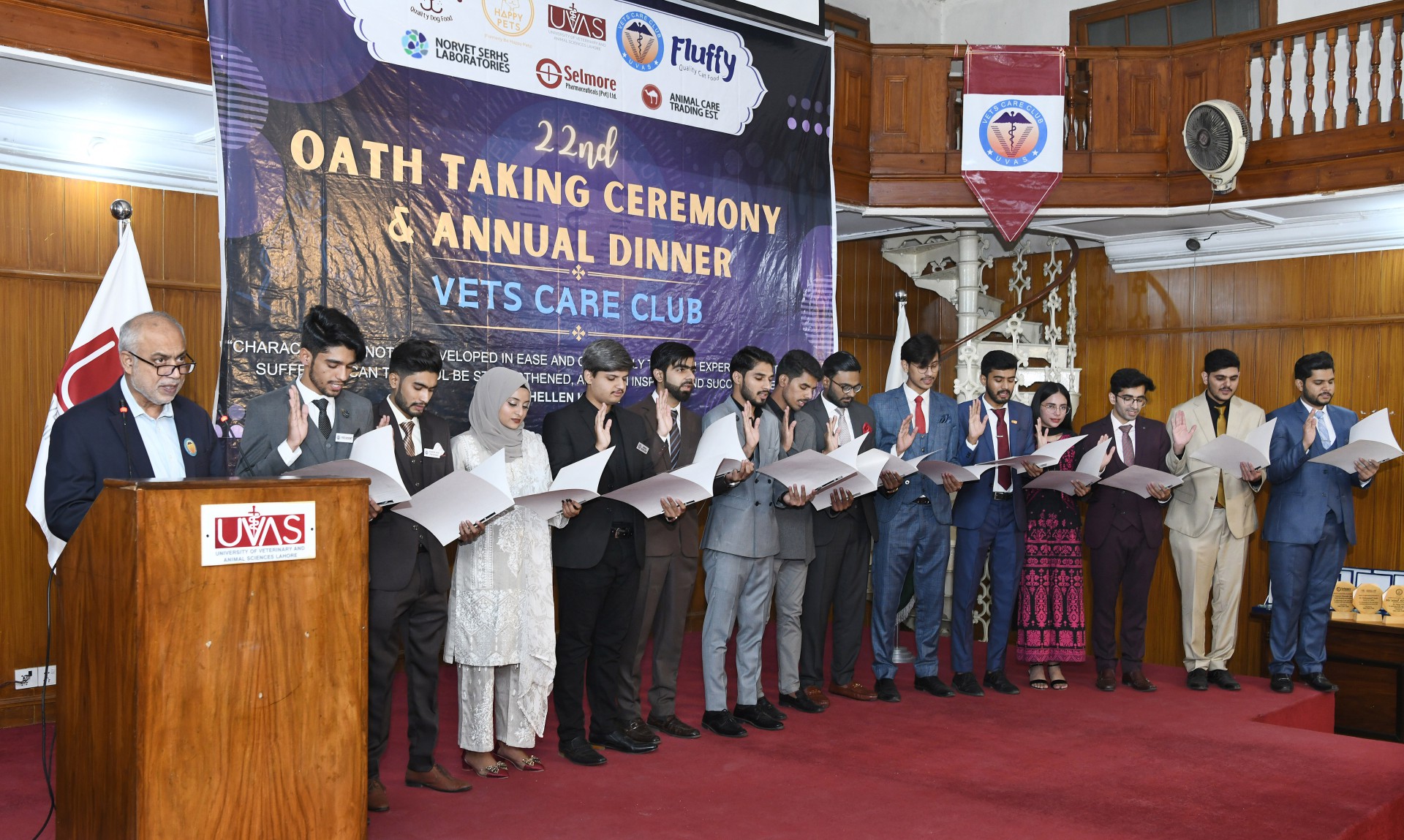 Prof Dr Nasim Ahmad administered oath to the new office-bearers of Vets Care Club at UVAS